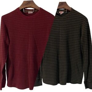 Mossimo Supply Co 2 Mens Long Sleeve Waffle Knit Striped Thermal Shirt Grunge XL